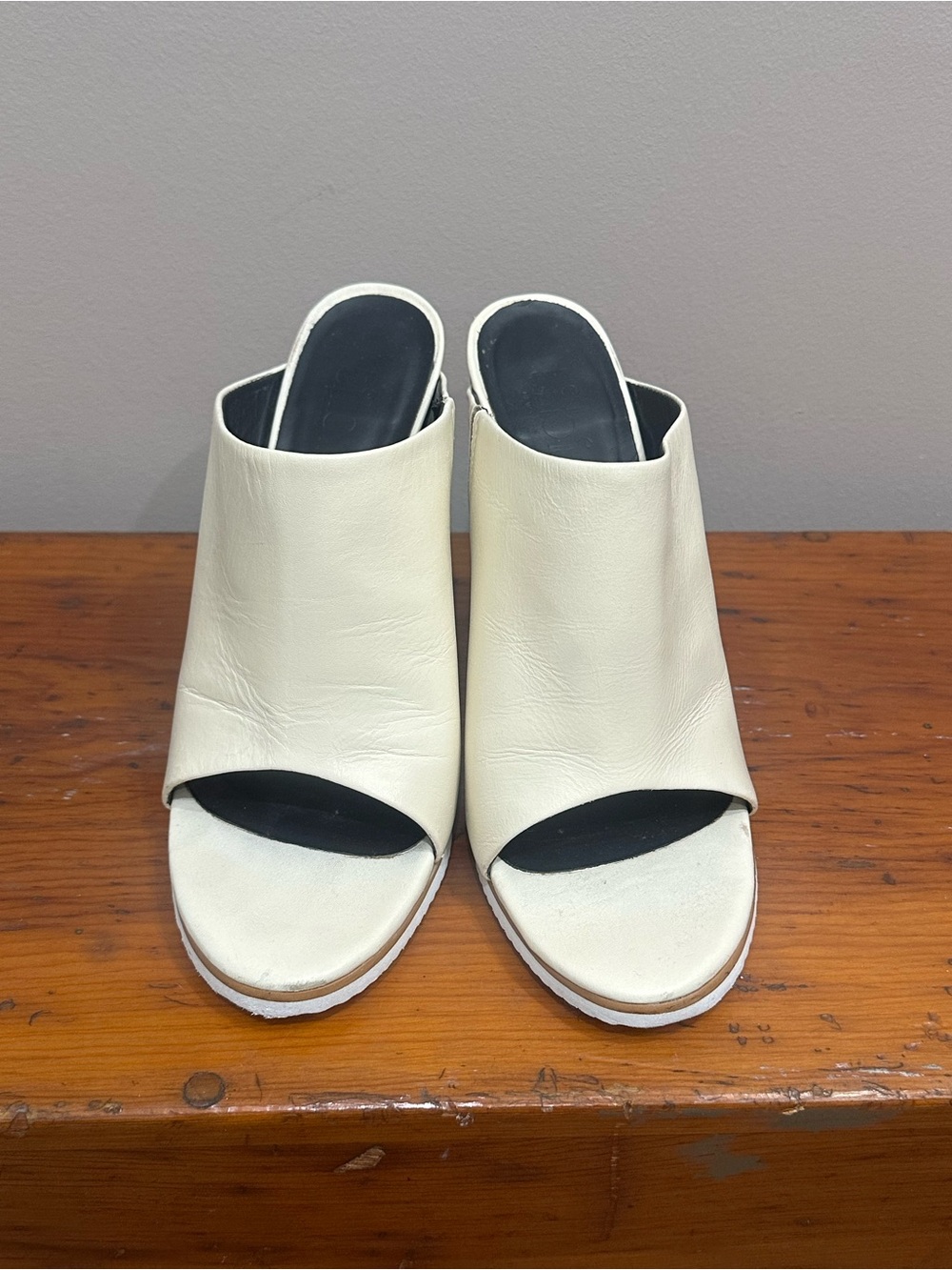 Tibi Ivory Open-Toe Slip-On Heeled Mule Sandals